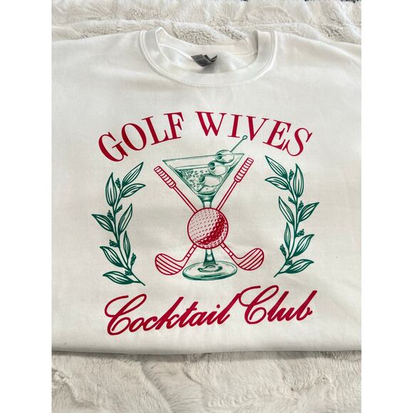 NEW Golf Wives Cocktail Club Pullover Sweatshirt Womens XL Preppy Pink Green - Picture 2 of 7